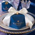 thumbnail image 1 of Luckyn 50 Pcs Navy Blue Diamond Pearl Wedding Candy Boxes Sweet Gift, 1 of 5