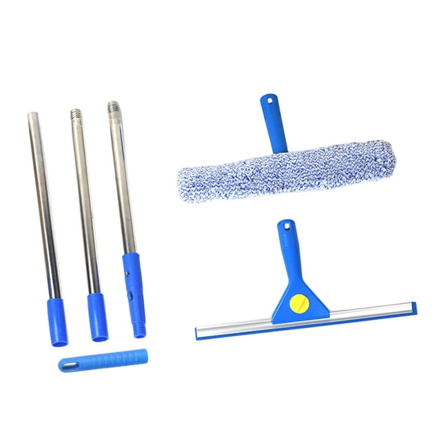 Kit de limpieza para ventanas, ideal para el hogar, pisos de vidrio de gran altura. 3 polos