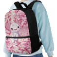 thumbnail image 4 of HUIACONG Cherry Blossom Axolotl Backpack for Middle School Girls Large Capacity Ergonomic Padded Straps Wear‑Resistant for Kids Students 6‑18 Daily Use, 4 of 6