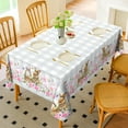 thumbnail image 2 of Spring Easter Tablecloth Rectangle, Flower Bunny & Eggs Buffalo Plaid Decorative Table Cloths Stain Resistant Fabric Table Cover for Dinner/Party/Picnic/Indoor/Outdoor (Grey, 60 x 84 Inch), 2 of 6