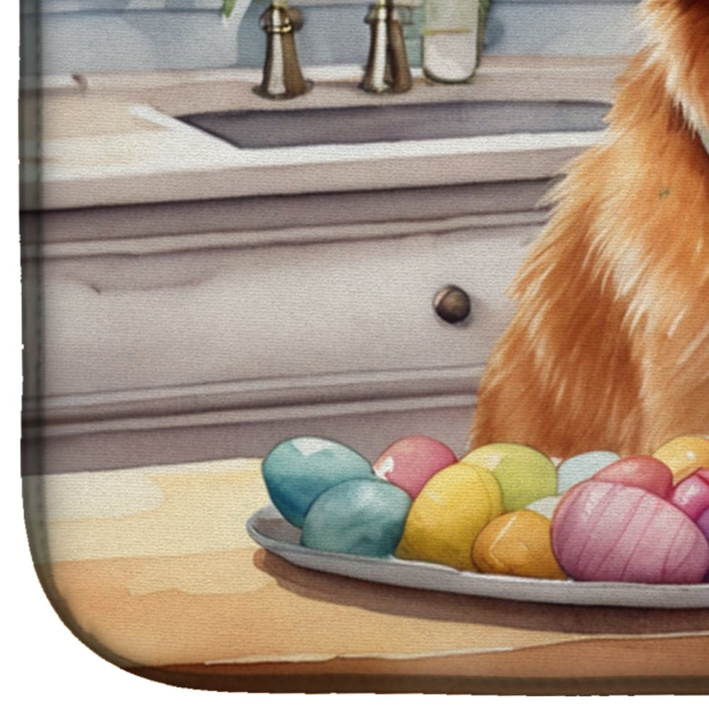 Decorating Easter Yorkshire Terrier Dish Drying Mat