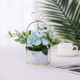 thumbnail image 2 of Artificial Flowers Hydrangea with Ceramic Vase Silk Chrysanthemum Mini Potted Fake Flowers Hanging Potted Plants for Wedding Home Office Decoration Pack of One (White), 2 of 5