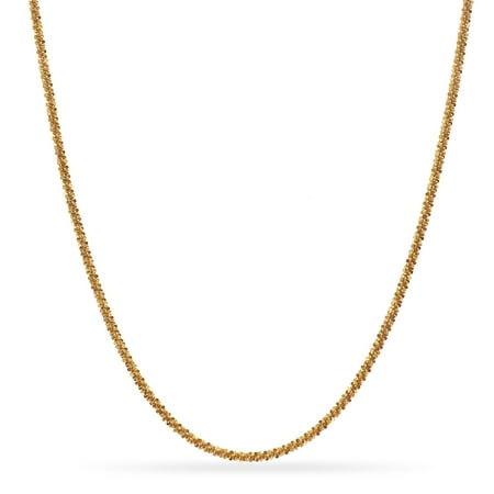 Gold Over Sterling Silver Twisted ROC Chain Necklace 30 Inch