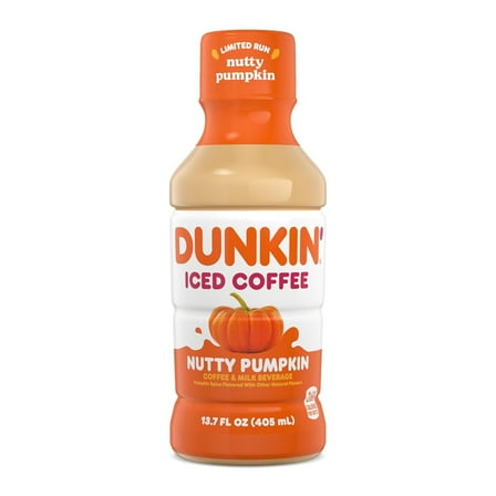 Dunkin' Nutty Pumpkin Iced Coffee, 12 Pack, 13.7 oz Bottles