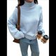 thumbnail image 1 of Suéter de Cuello Alto para Mujer, Jersey de Punto Grueso de Larga con Dobladillo Alto y Bajo, Top Moderno para Otoño e Invierno. Azul XL, 1 of 8