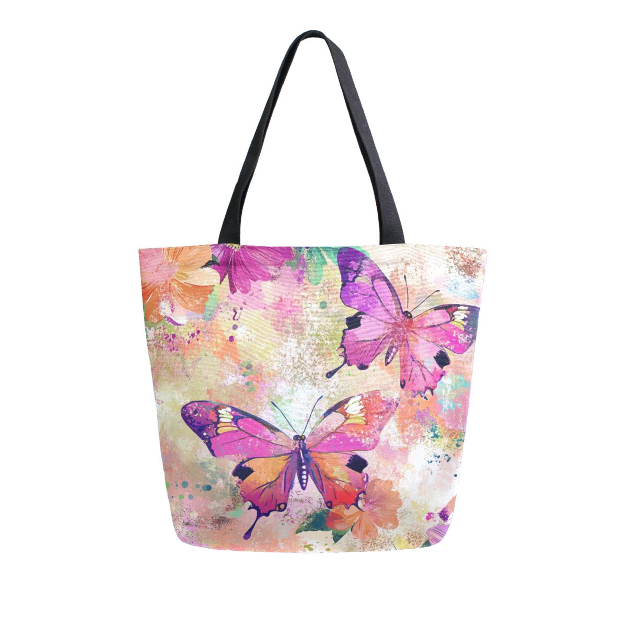 DIXRUYEE Tote Bag Women Weekender Travel Bag Shoulder Handbag Butterfly Ballet in A Floral Dream Printed