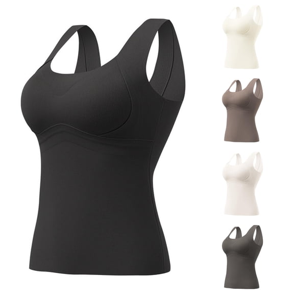 Trendfront Womens Tummy Control Seamless Shaping Camisole Built In Cups Wide Straps Body Shaper Smoothing Tank Top Compression Underwear