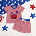 thumbnail image 2 of HCNTES Toddler Infant Newborn Baby Two-Piece Independence Day Set Kids Adorable Short Sleeve Top & Comfortable Shorts for Sleepwear and Dailywear(L04-Red,18-24 Months), 2 of 6