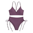 thumbnail image 1 of Gibobby Conjunto de traje de baño de bikini Traje de baño sexy separado con cuello en V para mujer con pechos grandes y copas grandes(Morado,XL), 1 of 3