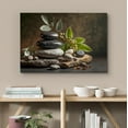 thumbnail image 3 of IDEA4WALL Canvas Print Wall Art - Zen Massage Stone Pebble Bamboo Leaf - Nature Landscape Photography Modern Art Realism Scenic Relax/Calm/Cozy for Living Room, Bedroom, Office - 32"x48", 3 of 5