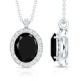 thumbnail image 3 of Rosec Jewels Lab Grown Black Diamond Pendant with Diamond Halo for Women - AAAA Grade, 14K White Gold, 3 of 6