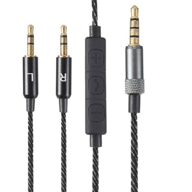 Cable con conector jack en capas para auriculares Sol Republic Master Tracks, con botones, color negro