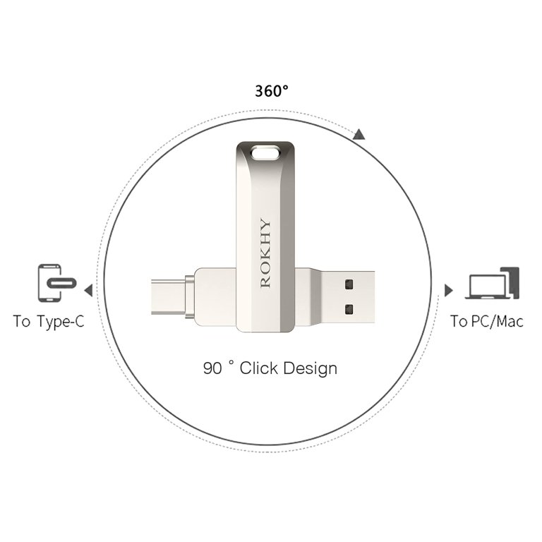 Flash Drive 256GB USB Type C Both 3.2 Tech - 2 in 1 Dual Drive