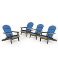thumbnail image 2 of Ariel Outdoor Acacia Wood Folding Adirondack Chairs with Cushions (Set of 4), Gray and Navy Blue, 2 of 9