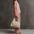 thumbnail image 4 of NMMUED Vest Sets Women 2 Piece Outfits Linen Button Down V Neck Waistcoat Blazer Sets Dressy Casual Wide Leg Pants Suits Pink XS, 4 of 7