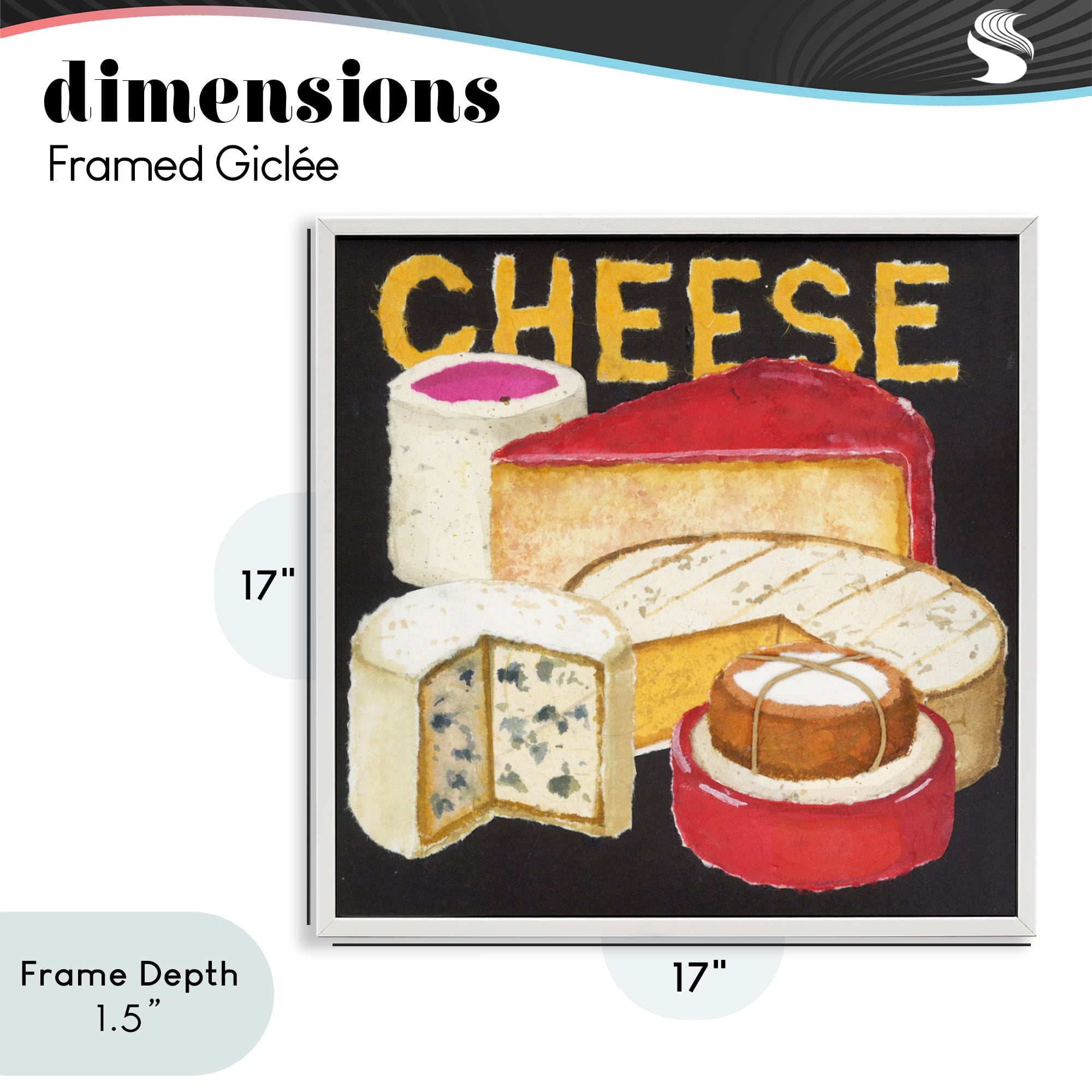 Stupell Industries Assorted Cheese Wheels White Framed Giclee Art, design by Nancy Overton