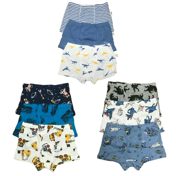 B&Q Delivers Style and Comfort: Toddler Boys 9-Pack Cotton Boxer Briefs - Sizes 4T-8T | High-Quality Choice for Your Little One
