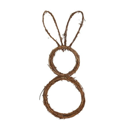 

Weerihhol Easter Handmade Rattan Decoration Rabbit Shape Wreath DIY Wreath Foldable Rattan Rabbit Pendant Christmas for Front Door