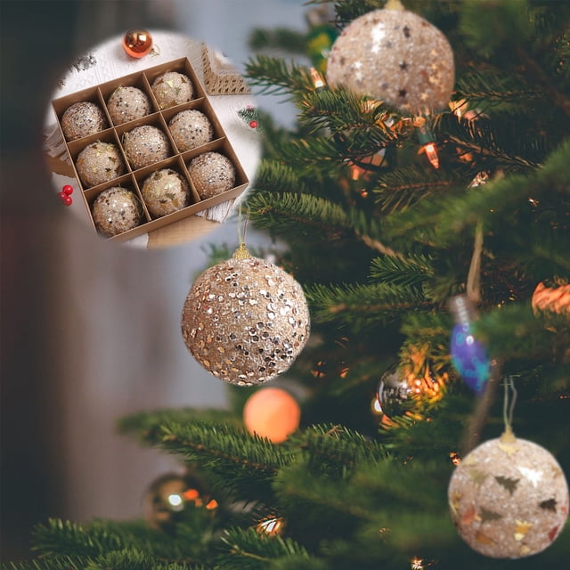 Xihbxyly Juego de Decoración Navideña, Adornos Colgantes de Espuma, Colores Rojo, Dorado y Blanco, Duradero y Ligero, Versátil para Decorar Árboles y Manualidades, Espíritu Navideño, 9 Piezas, 8 X 8
