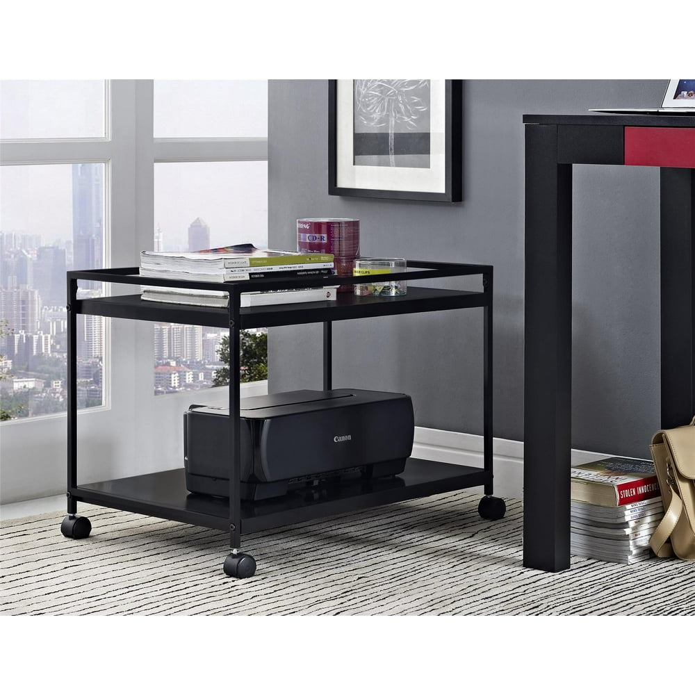 Marshall 2Shelf Rolling Coffee Table CartFinishBlack