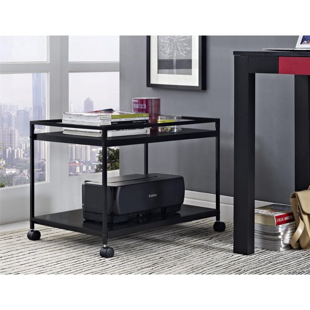Marshall 2Shelf Rolling Coffee Table CartFinishBlack
