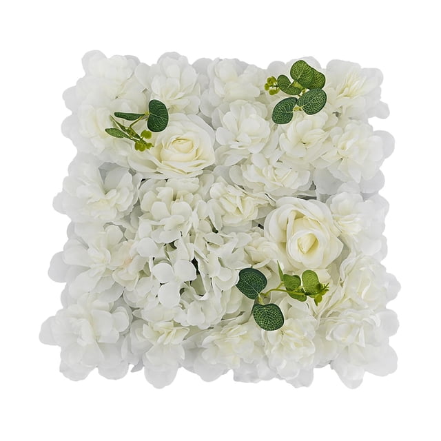 Panel de flores artificiales con fondo de rosas para decoración del Día de San Valentín. Blanco
