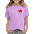 thumbnail image 4 of Zpanxa T-Shirts pour Tout-Petites Fille Imprimé Feuille d'Érable Manches Courtes Col Rond Haut Décontracté en Coton 7 Ans, 4 of 6