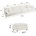 thumbnail image 5 of Williamspace Modern Chenille Upholstered L-Shaped Sofa with Ottoman and 5 Toss Pillows, White, 5 of 5