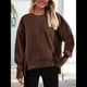 thumbnail image 4 of Sudadera Informal de Cuello Redondo para Mujer, -Otoño 2025, Larga, Abertura Lateral, Sudadera para Hacer Ejercicio. Color Café XXL, 4 of 9