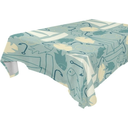 

POPCreation Sailing And Fish Tablecloth 60x84 inches
