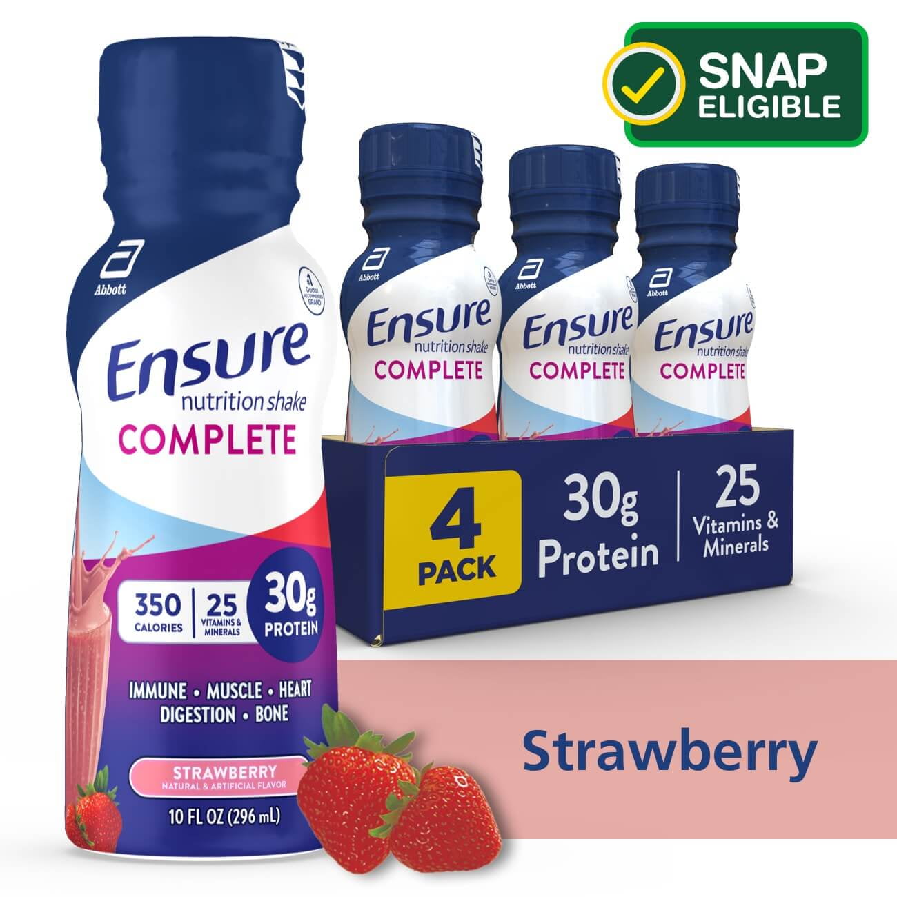 Ensure COMPLETE Nutrition Shake, Strawberry 10 fl oz, 4 Count