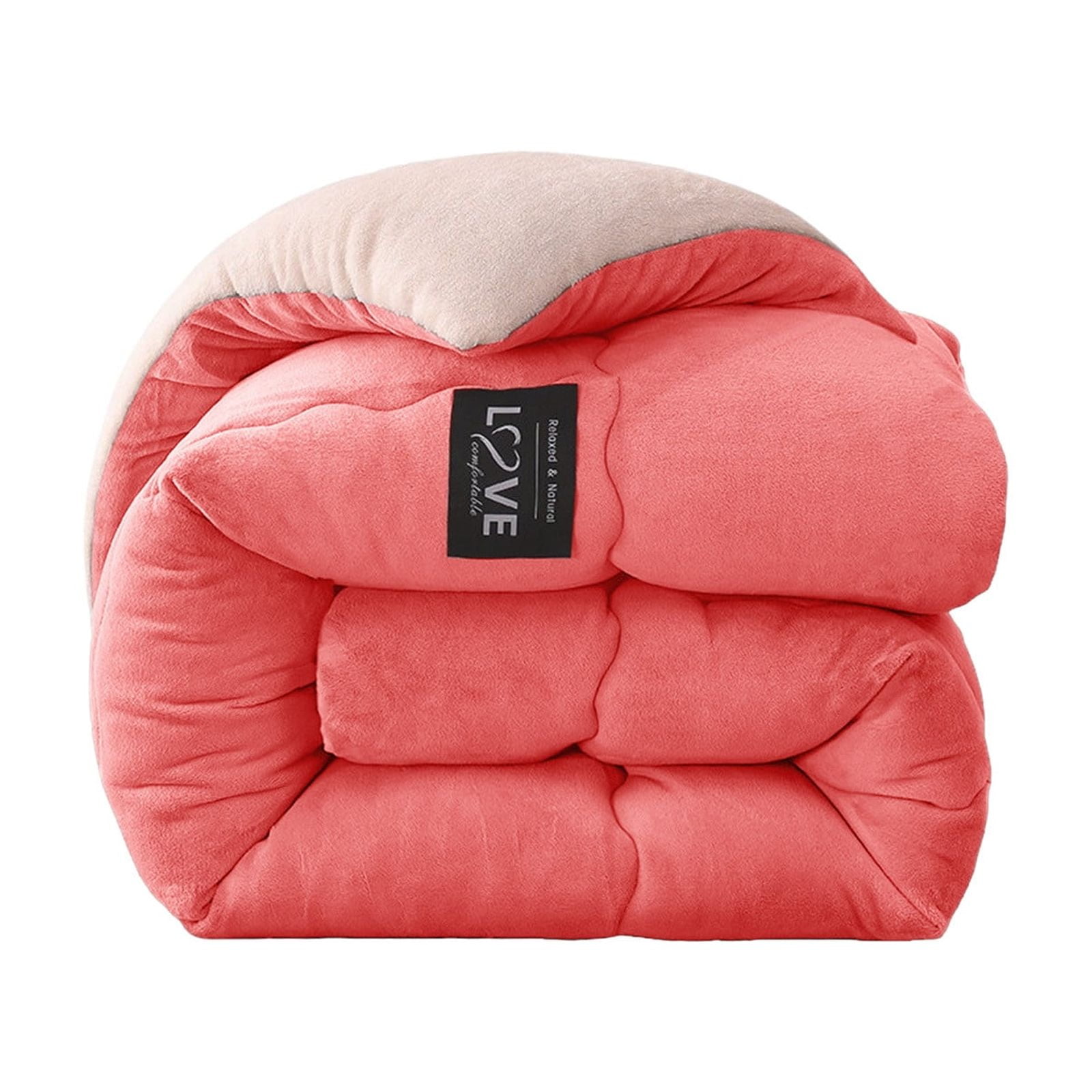 Kezqiaxn Thickened Comforter 150x200cm Milk Fleece Full Size Comforters Winter Quilt Doubles Lightweight Quilt Bed Thick Blankets Warm Cotton Quilt for Camping/Bedroom/All Season Pink