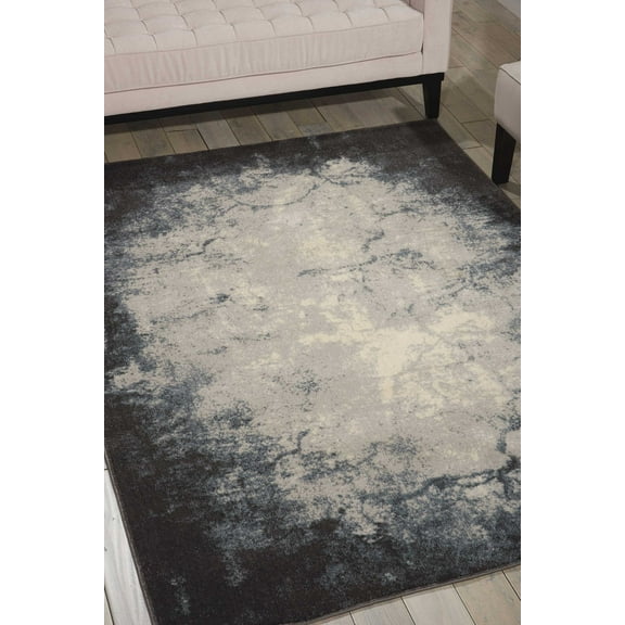 Nourison Maxell Abstract Ivory/Grey 5'3" x 7'3" Area Rug, (5x7)
