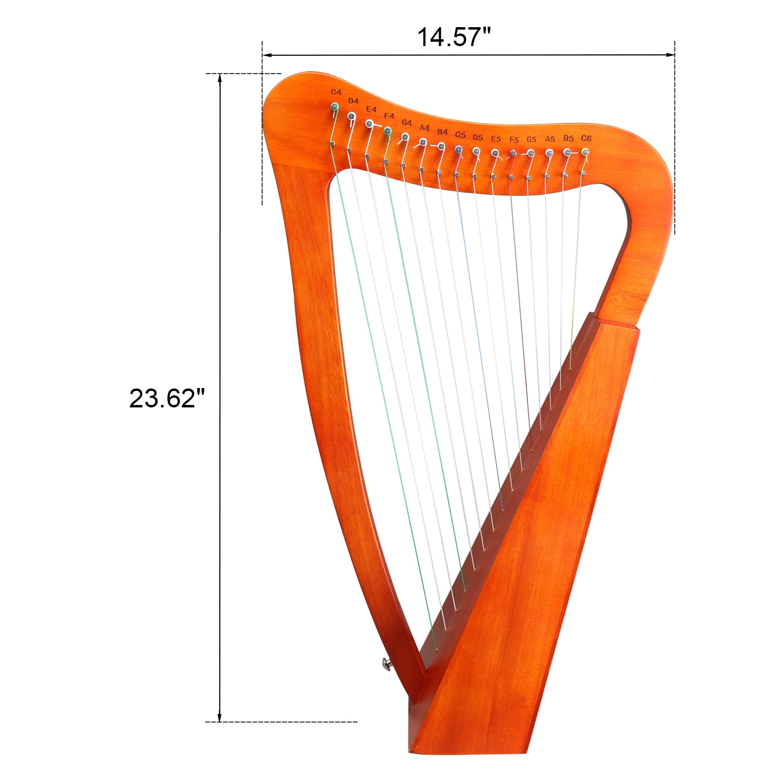 15-String Portable Harp, Solid Wood Irish Harp with C Major Diatonic Scale, Includes Tuning Wrench, Spare Strings, Padded Bag and Accessories, for Beginners and Students