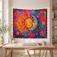 thumbnail image 5 of Sun and Moon Touching Among Stars, Mystical Boho for Celestial Art Lovers, Colorful Botanical Wall Art, Housewarming Gift, Tapestry Wall Hanging for Bedroom and Dorm, 5 of 7