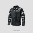 thumbnail image 4 of DecSea Veste Décontractée pour Hommes Col Montant Ajustée en Faux Cuir Veste de Motard, 4 of 7