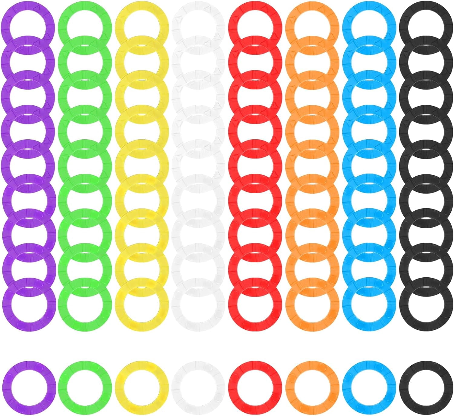 80pcs Key Caps Tags, Plastic Key Identifier Rings, Key ID Rings, Upgraded Material Strong Toughness in 8 Colors