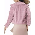 thumbnail image 3 of INSPIRE CHIC Women's Faux Fur Turn Down Collar Open Front Cropped Fluffy Jacket XS Pink, 3 of 6