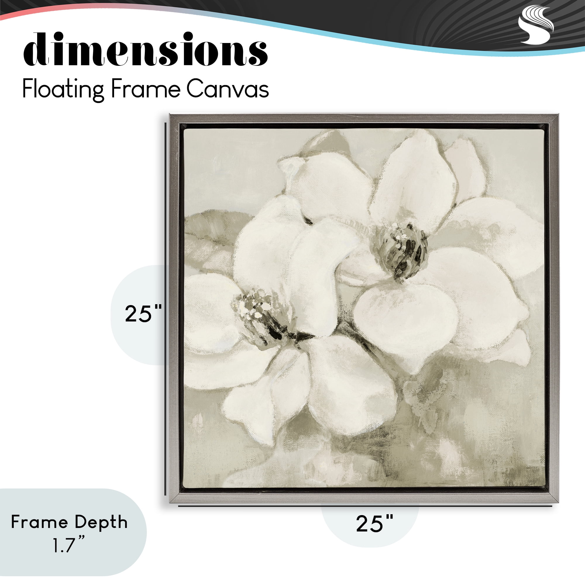 Stupell Industries Subtle Beige Magnolias Gray Framed Floater Canvas Wall Art, design by Lanie Loreth