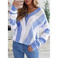 thumbnail image 3 of Aleumdr Women Sweaters Casual Long Sleeve Slouchy Plus Size Colorblock Knit Jumper Pullover 16 18, 3 of 9