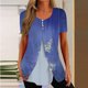 thumbnail image 1 of ICHUANYI Clearance Womens Summer Printed Patchwork Buttons Short Sleeve Rround-Neck Casual Blouse Tunic Tops(Navy, L) ICHUANYI WER2023081504319, 1 of 5