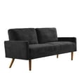 thumbnail image 3 of Cterwk Upholstered Velvet Sofa Couch with Wood Legs, 3 Seater Loveseat Sofa Living Room, Home, Apartment, Office, Black, 3 of 8