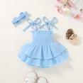 thumbnail image 5 of Younger Tree Baby Romper Dress Infant Summer Sleeveless Bodysuit Jumpsuit Outfits with Headband for 12-18 Months, 5 of 9