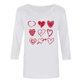 thumbnail image 4 of Ailaofu T-Shirts de la Saint-Valentin à Manches 3/4 Col Rond pour Femmes avec Imprimé Cœur Graphique, 4 of 5