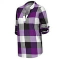 thumbnail image 6 of LISTHA Plaid Shirts for Women Trendy V Neck Cotton Cuffed Work Tops Fashion Long Sleeve Blouses Casual Tops Purple XL, 6 of 9