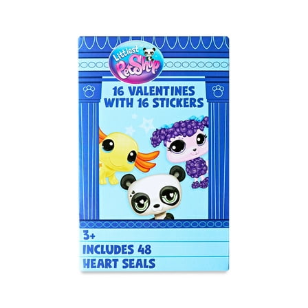 Littlest Pet Shop Valentine Exchange Cards with Bonus Stickers, Multi-Color, Paper, 16 Count