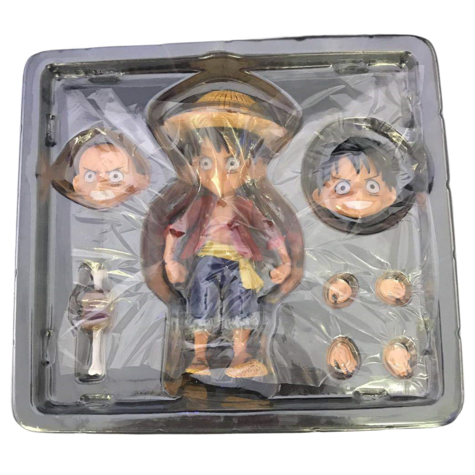 Njube Anime Character Q version can move Luffy Figure Doll PVC Model Collection Desktop Decoration Statues Anime Gift for Anime Fans