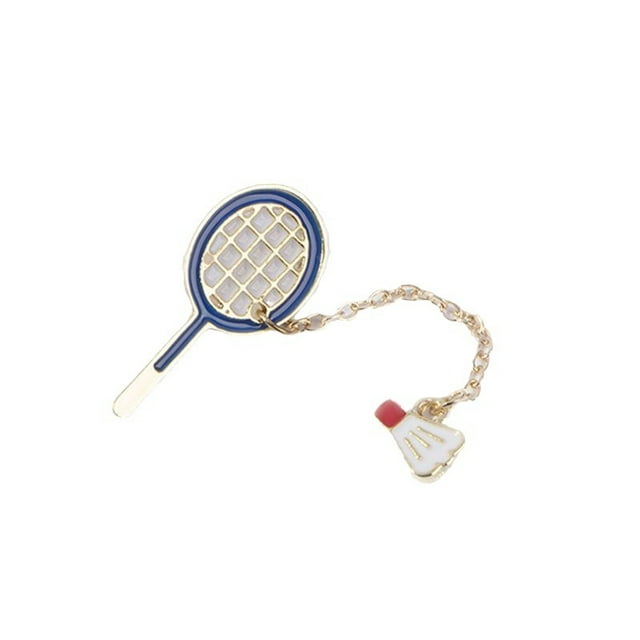 Raqueta de bádminton Brooch Pins con cadena Shuttlecock de aleación
