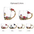 thumbnail image 3 of Red Rose Enamel Craft Water Cup Drink Mug with Handle Design Tea Coffee Cup with Spoon Cleaning Cloth Set 320ML, 3 of 8