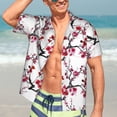 thumbnail image 7 of Gukieu Cherry Blossoms Print Men's Short-sleeved Shirts, Button-down Lapel Hawaiian Shirts, T-shirts, Beach Vacation Summer Casual Wear,, 7 of 7